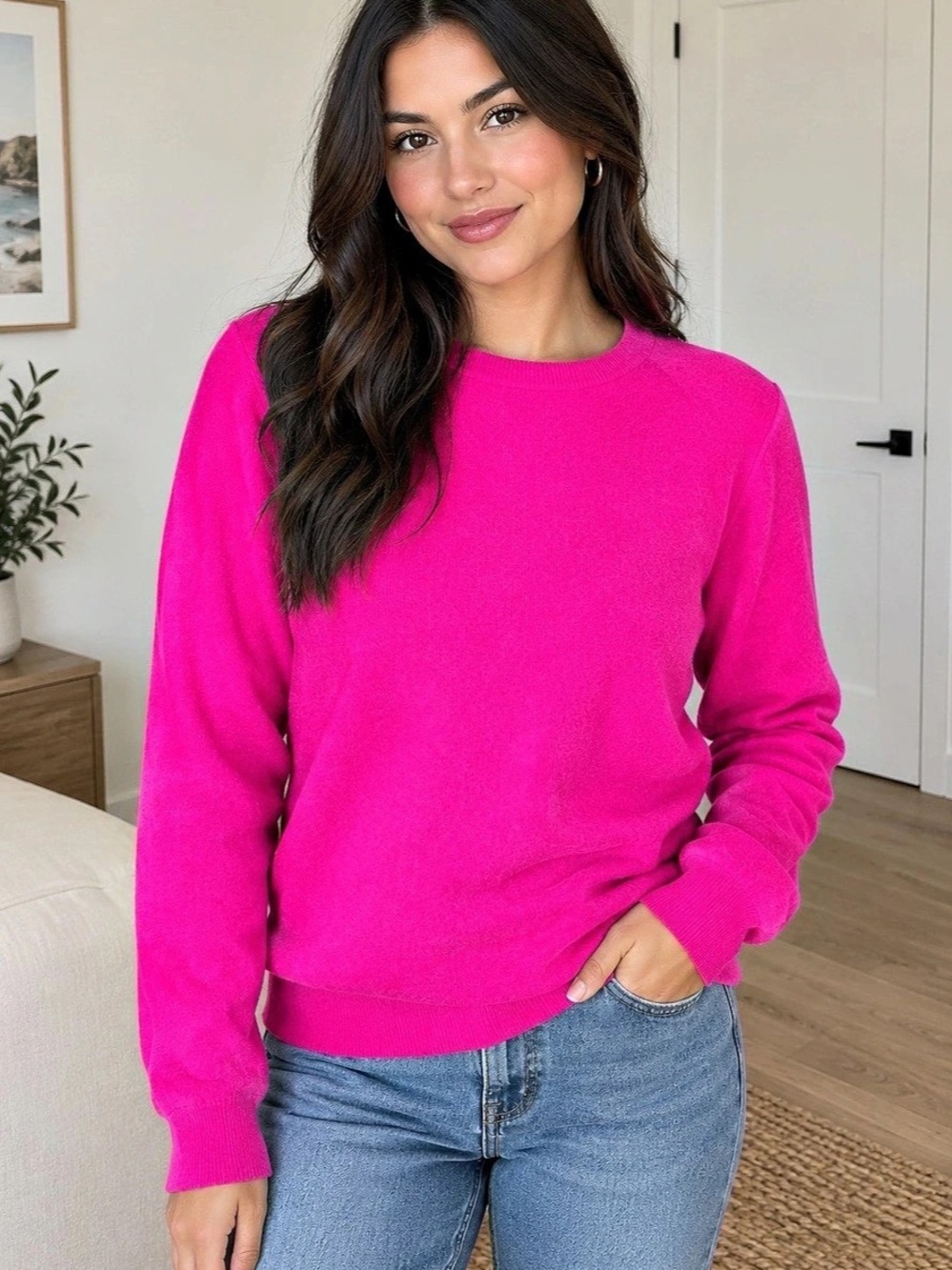 Cashmere Charter Club Cashmere Pink Crewneck Sweater Size Large